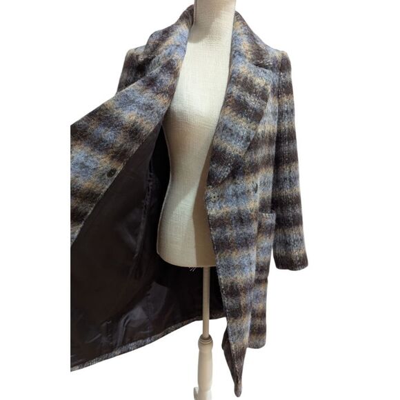 Banana Republic Italian Plaid Topcoat Wool Blend Women's Medium Petite NWT - Picture 7 of 11